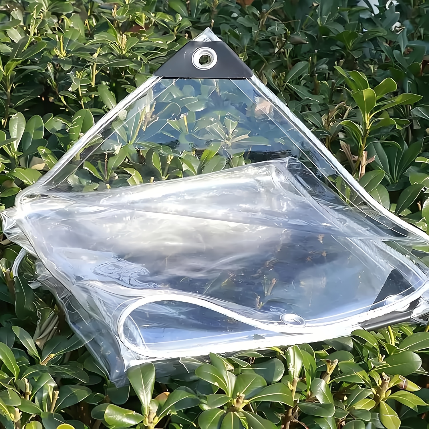 TEMU Heavy-duty Clear Pvc Tarp, Transparent Waterproof Cover With Grommets, Tear-resistant Vinyl Tarpaulin For Outdoor, Patio, Garden, Gazebo,