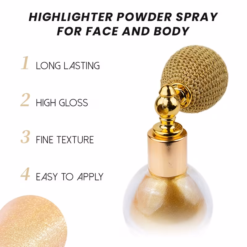 2pcs glitter body highlighter powder spray set with a refill bottle high gloss holographic glitter pearlescent multicolor face makeup shimmer powder for st patricks day christmas music festival stage bridal party festival rave accessories 1
