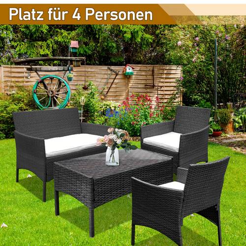 4pcs pe rattan furniture set powder coated uv resistant pe rattan load capacity 130kg table with safety glass top removable washable cushions outdoor balcony furniture