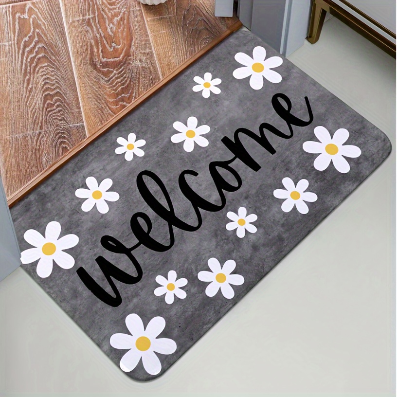 1pc daisy pattern welcome mat luxury soft   for bedroom living room dorm non slip lightweight machine made polyester hand washable 1cm thickness details 2