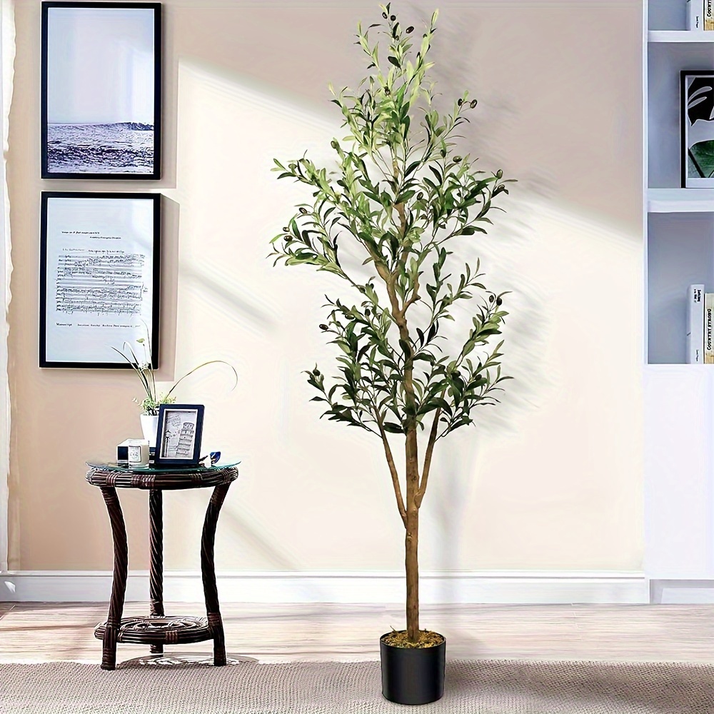 

Artificial Olive Tree, 6ft/180cm Tall Faux Silk Plant, Potted Artificial Tree, Fake Oliver Branch Leaves And Fruits For Modern Indoor Home Decor