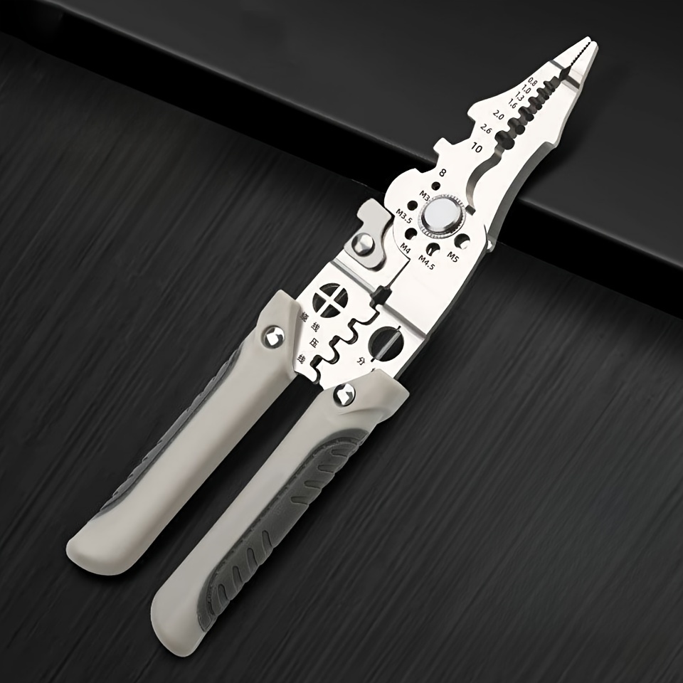 

8.5" Electrician's Pliers - Wire Stripping, Cutting & Crimping Tool With Metal Construction For Professional And Home Use