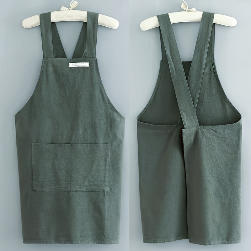 An Apron with Pockets, a Cross-Back Design, Suitable for Chefs for Gardening, Cooking, Baking, Floral Painting, Baristas, And Work Attire.