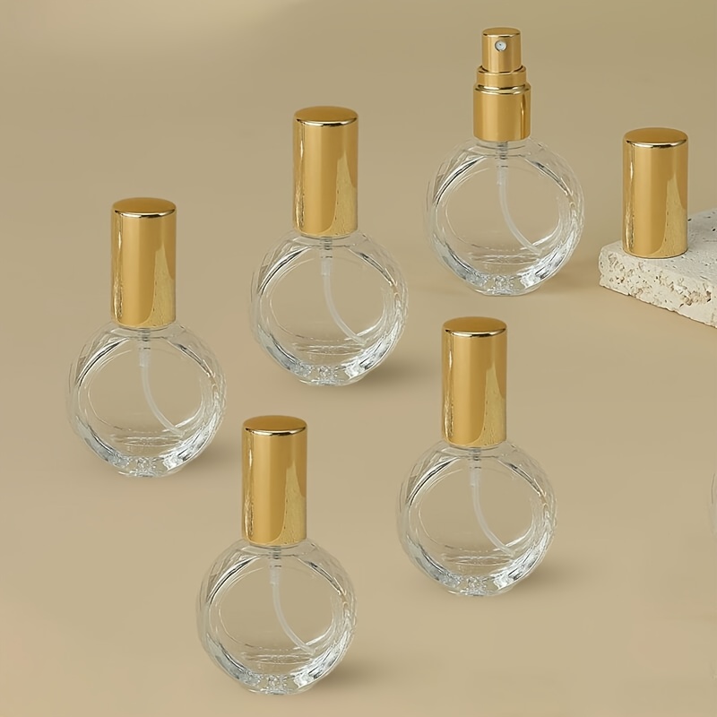 E-shop 5-teilig 0,34oz Nachfüllbare Glas-Sprühflasche für Parfüm, Elegantes Muster, Reisegröße Atomizer mit Kunststoff-Druckpumpe, für Proben
