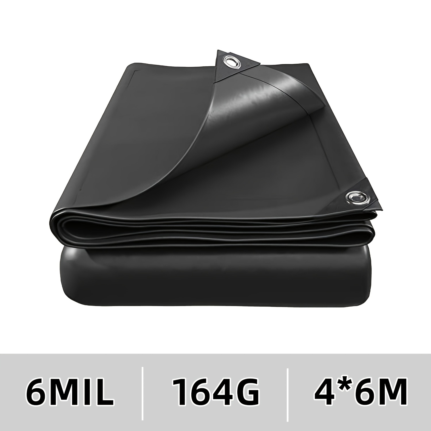 TEMU Bâche en polyéthylène de taille moyenne 2x3m, motif noir , 164g/m², épaisseur 6mil, pour extérieur, avec œillets métalliques, espacement des