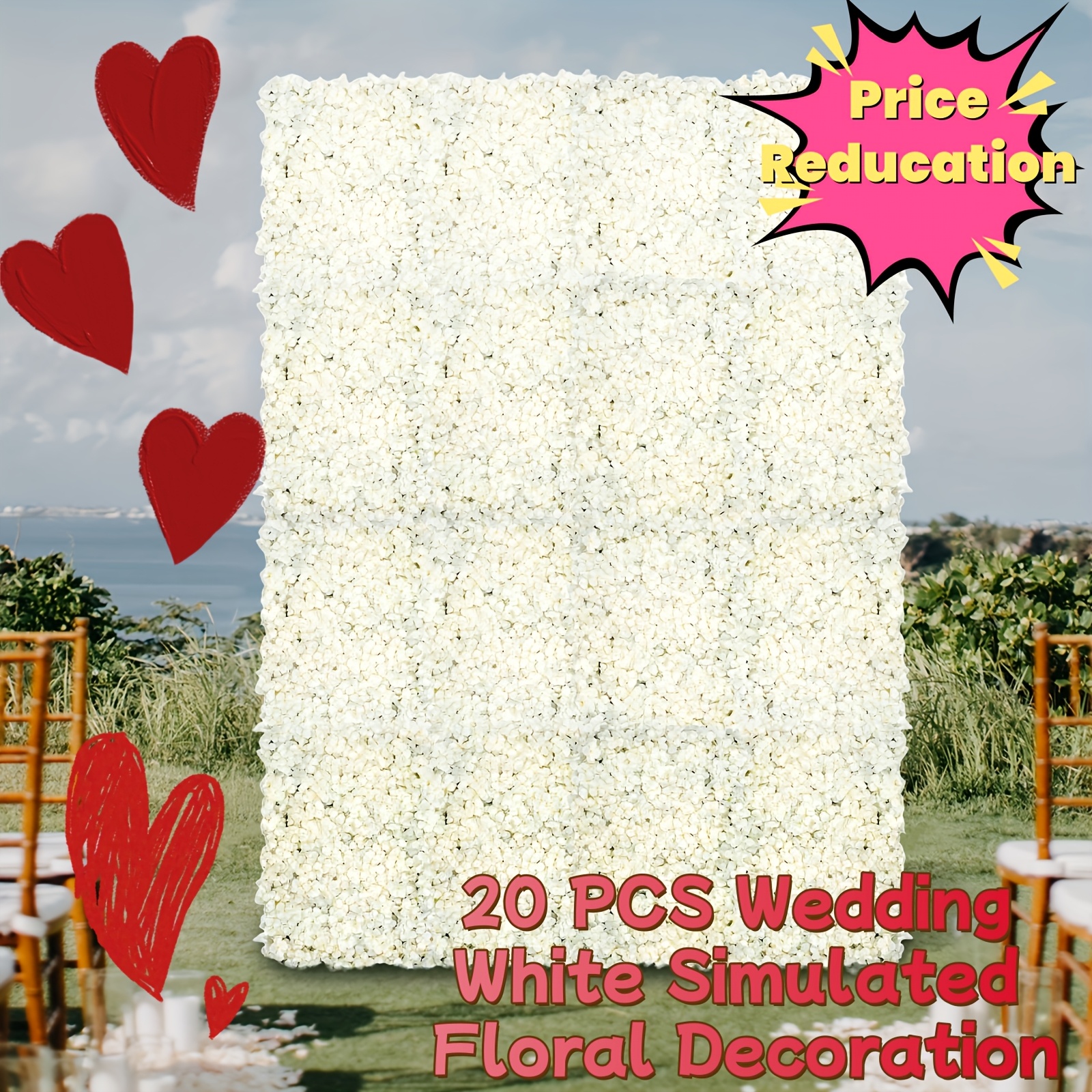 

20pcs Silk+plastic Artificial Hydrangea Flowerwall Wedding Backdrops Decor White