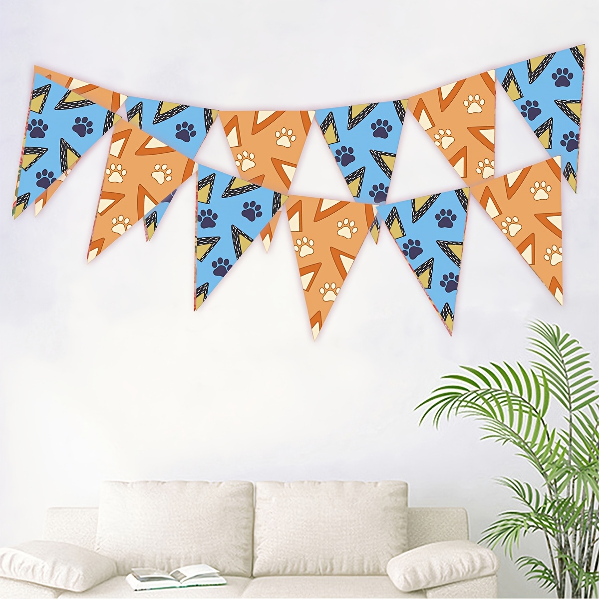 

Print Party Decor - Fabric Banners, Wreath For Dog Birthday & Shower Celebrations, Outdoor Garden Decoration Supplies