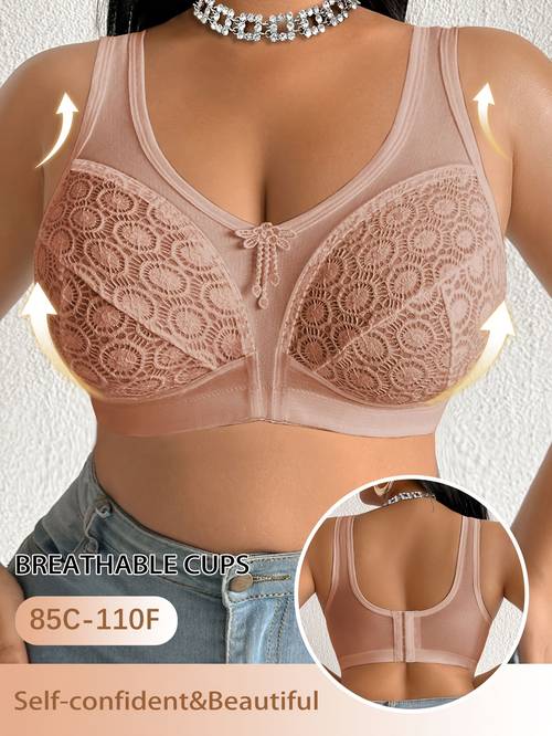 lace trimmed womens plus size bra wire free casual backless size bustier