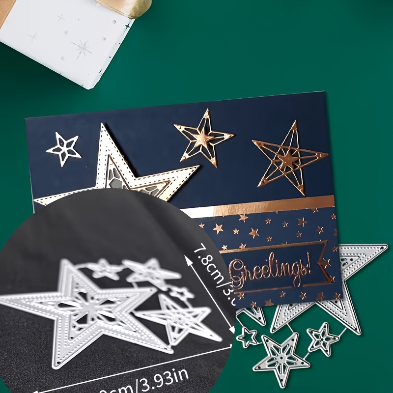TEMU 1pc Hollow Star Metal Cutting Die - Includes Multiple-size Hollow Star Shapes, Compatible With Various Cutting Machines, For Holiday Greeting