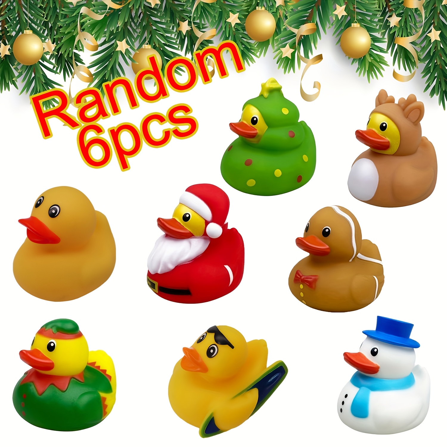 TEMU 6 Pack Christmas Light Up Ducks Bath Toys Christmas Toys For Kids Toddlers Boys Girls Christmas Stocking Stuffers Party Favors Gifts Halloween