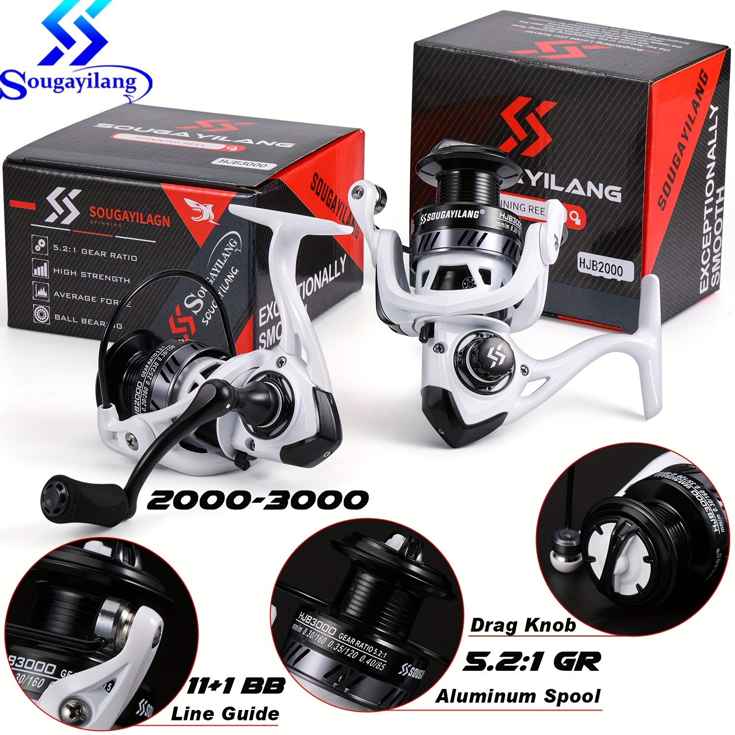 

Ultralight Reel With Aluminum Spool, Metal Rocker Arm, 11+1bb, 5.2:1 Fishing Reel, For Freshwater