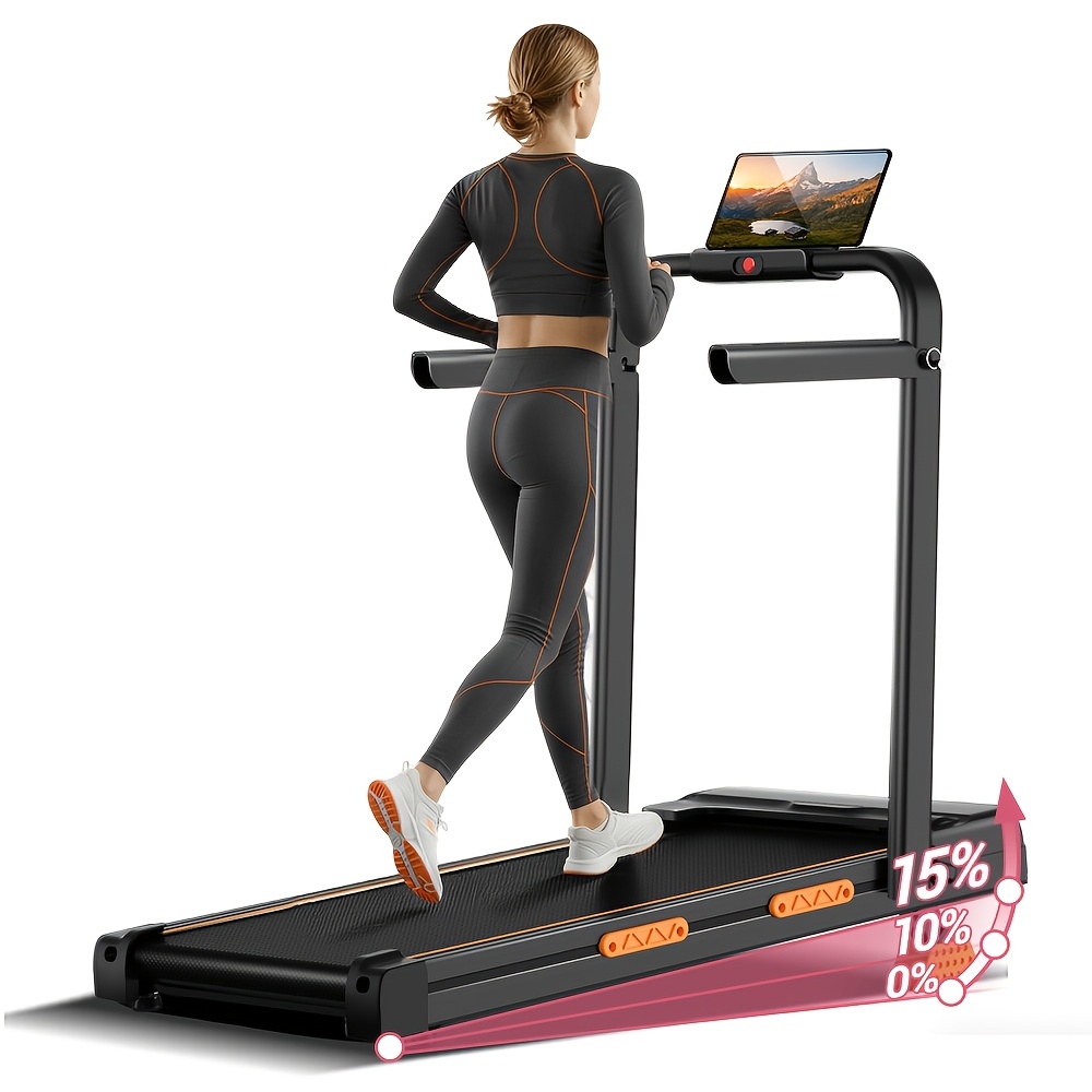 Image of Umay 3 In 1 Walking Pad Treadmill With 15% Incline, Folding Treadmill With Handle Bar, Portable Treadmills For Home Small, 300 Lbs Capacity, Without Battery