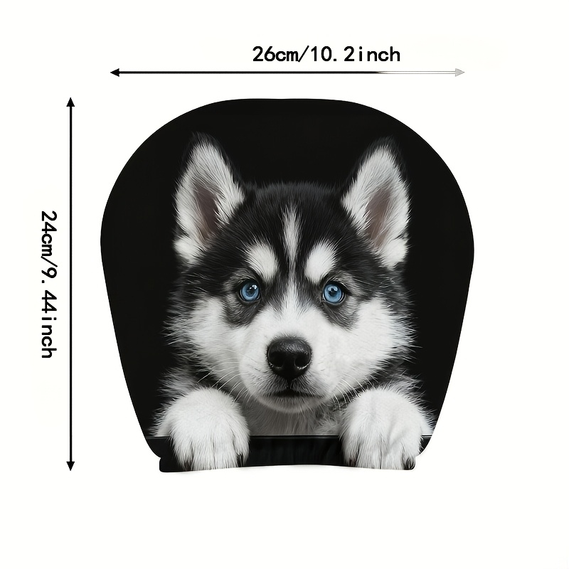 TEMU Adorable Housse de -Tête de Voiture avec Impression Husky, Housse de -Tête de Voiture Tendance et Originale, Facile à Installer et à Laver,