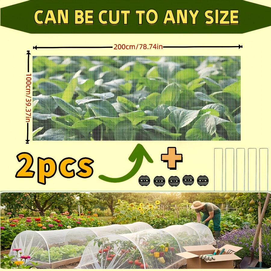 TEMU Two-pack Garden Net Plant Protection Net Set, Includes Practical Stakes And Ground Mats For Use To Create A Net Cover. As A Pest Barrier To