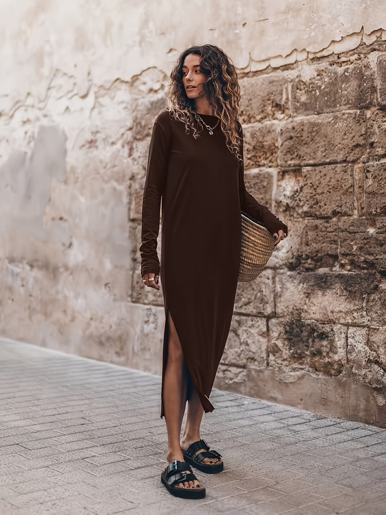 womens elegant long sleeve maxi dress flowy formal everyday Temu