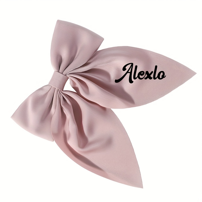 TEMU 1 Personalized Text Double-sided Satin Bow Hair Clip, , Simple, Versatile, Barrette Clip, Suitable For Gifting Or Personalized Style,