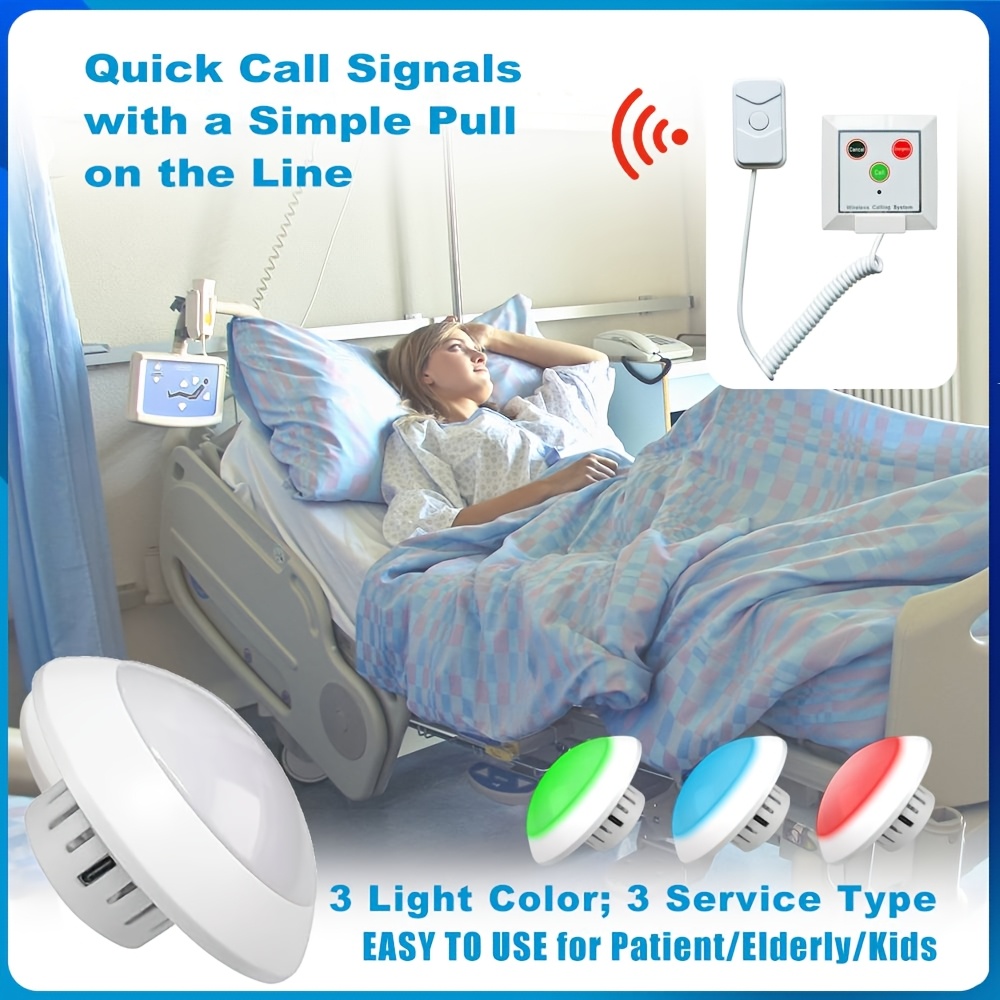 Wireless Caregiver Pager Alert System SOS Call Button for Elderly Disabled Person Toilet Emergency Alarm for Postnatal Center, Family