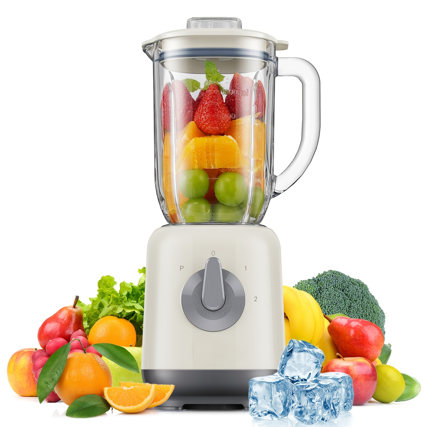 Image of Shardor Blender For Shakes And Smoothies, 1l Glass Jug Kitchen Juice Blenders, 6 Steel , 2 Speed And Juicer For Vegetables And Fruits, , Milkshake, Baby Food