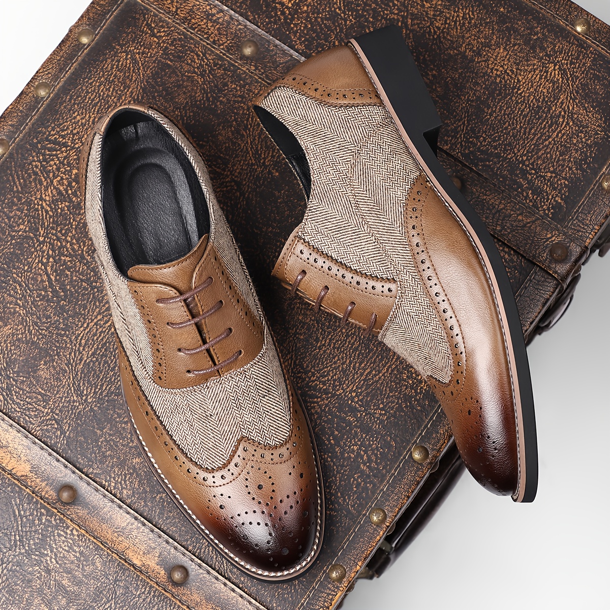Men's Loafers And Brogues Pointed-toe With Slip-resistant Rubber Sole Office And Shoes Holiday Gift