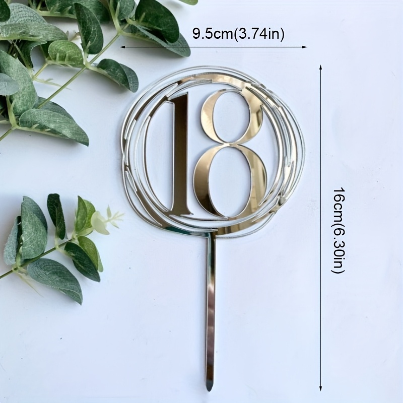 Golden 18 Happy Birthday Cake Topper Acrylic Silvery 18th Cupcake Topper For Birthday Party Anniversary Cake Decorations