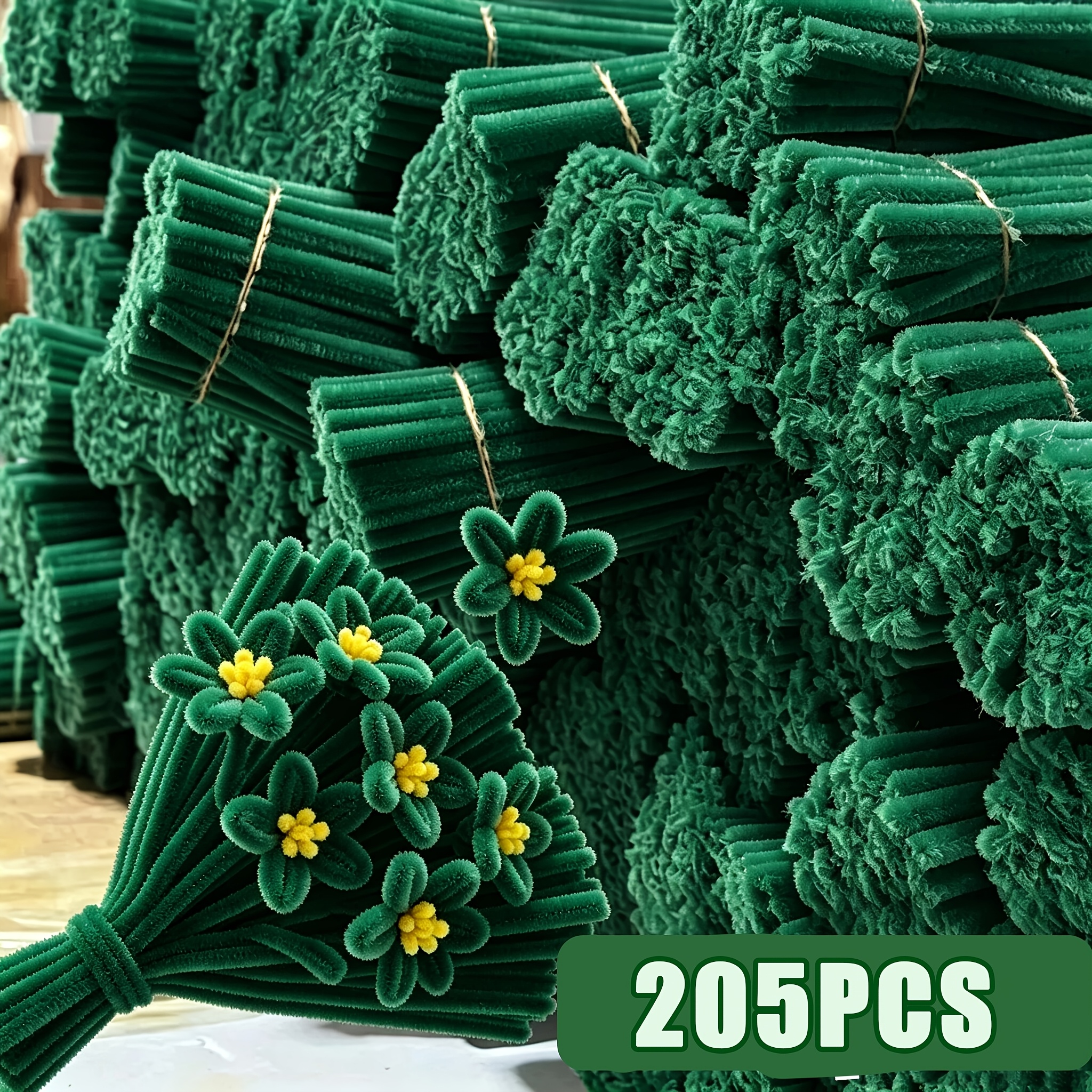 TEMU 205pcs Dark Chenille Stems For Diy Crafts, Thickened Bulk Pipe Cleaners, Chenille Stems For Christmas Tree Decoration Making, Floral Arrangement