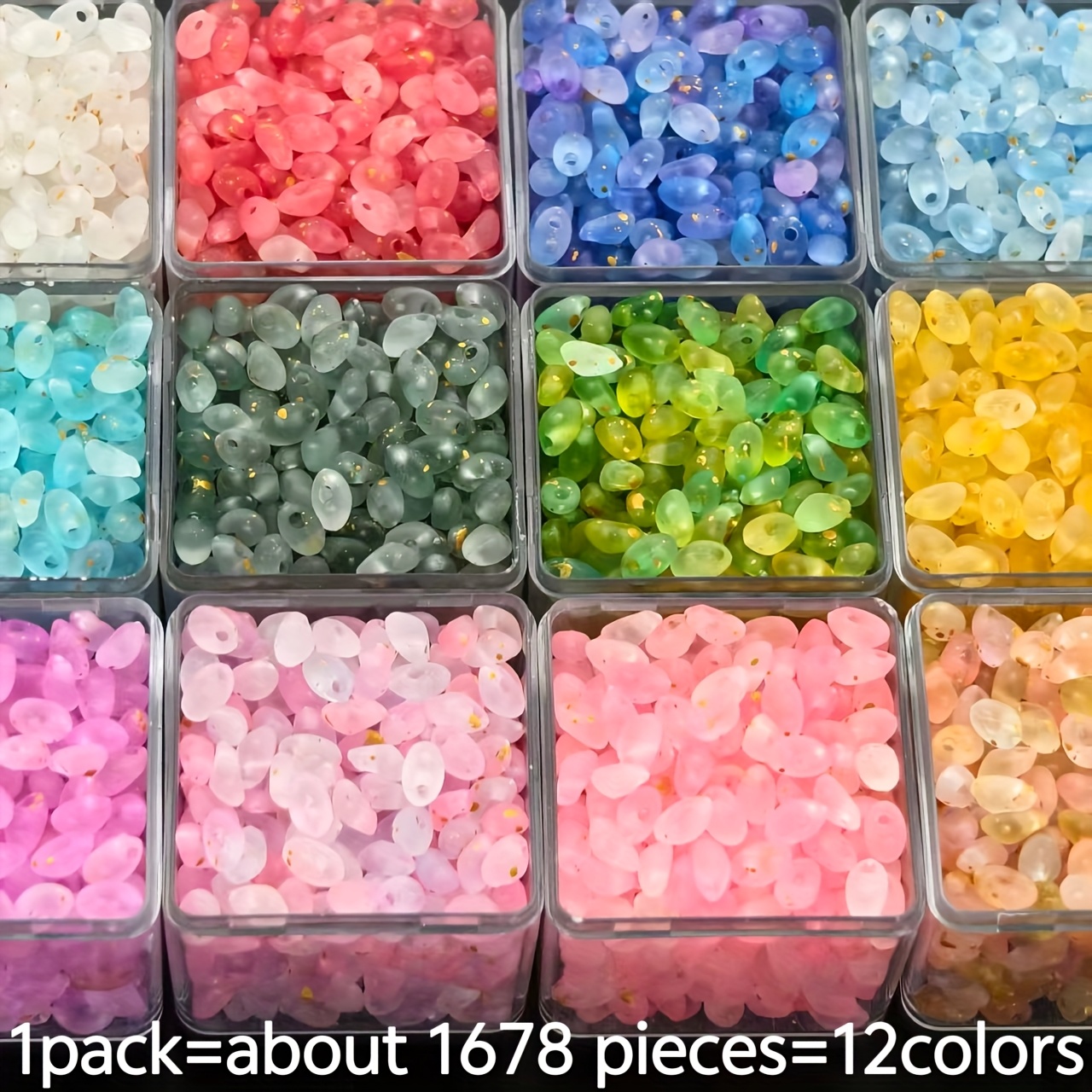 E-shop 1678 Stück 6mm 12-Farben Sortiment. Acryl Tränenperlen eignen sich für DIY Handgemachte Weihnachtsarmbänder Halsketten. Glatte Textur, lebendige