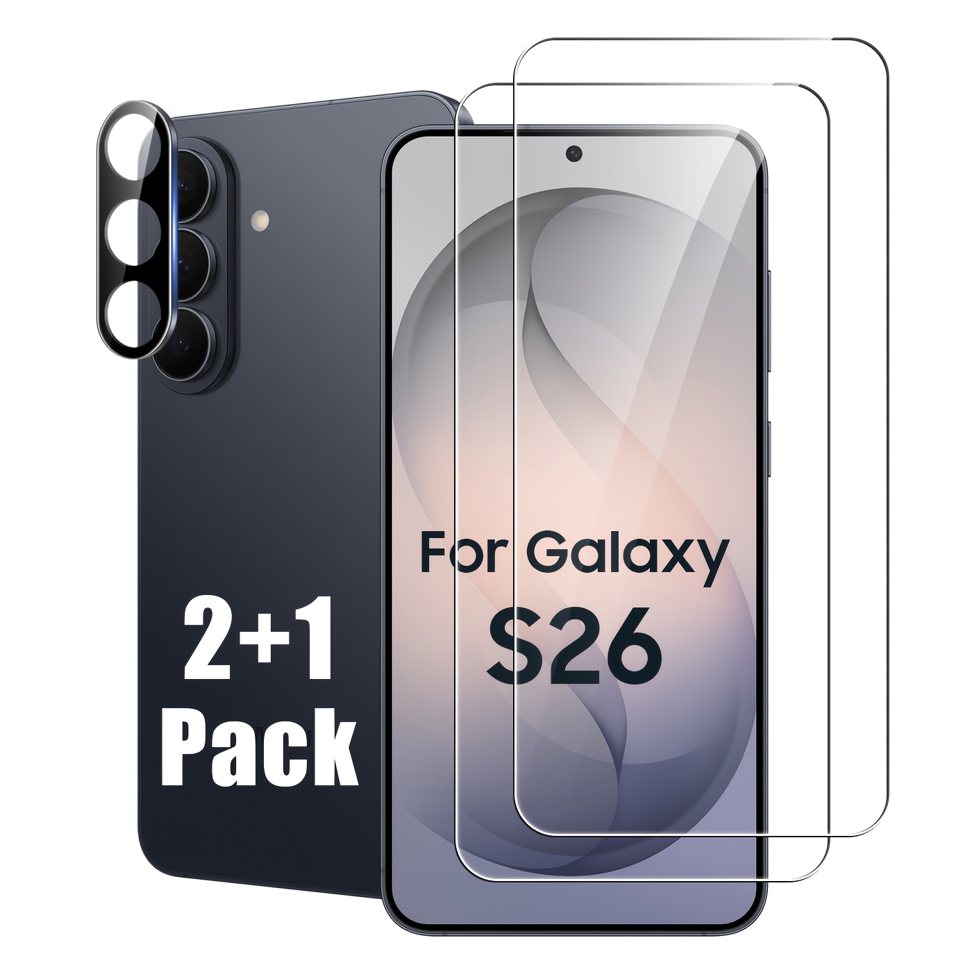 TEMU 2+1 шт. Підходить для Samsung Galaxy S26 Ultra/S26+/S26 Plus/S26, включає один захисний чохол для об'єктива, повне покриття екрану, підтримка
