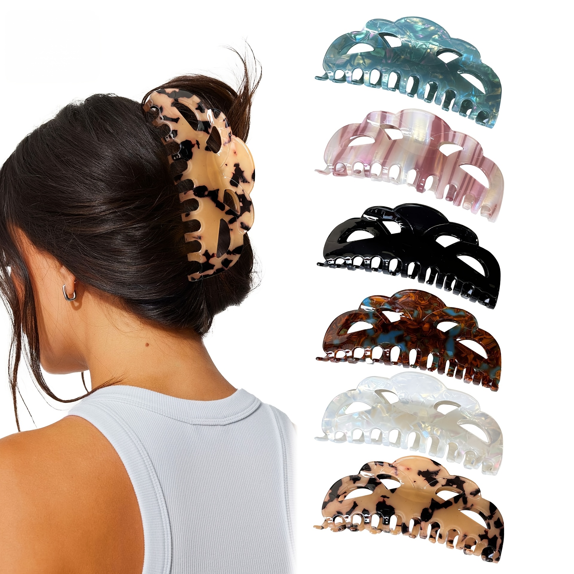 1pc Large Hollow Retro Hair Clip Elegant Hair Clip Hair Bun Shark Clip Temperament Hairpin Head Ornament Women'S Large Hair Volume Hair Clip