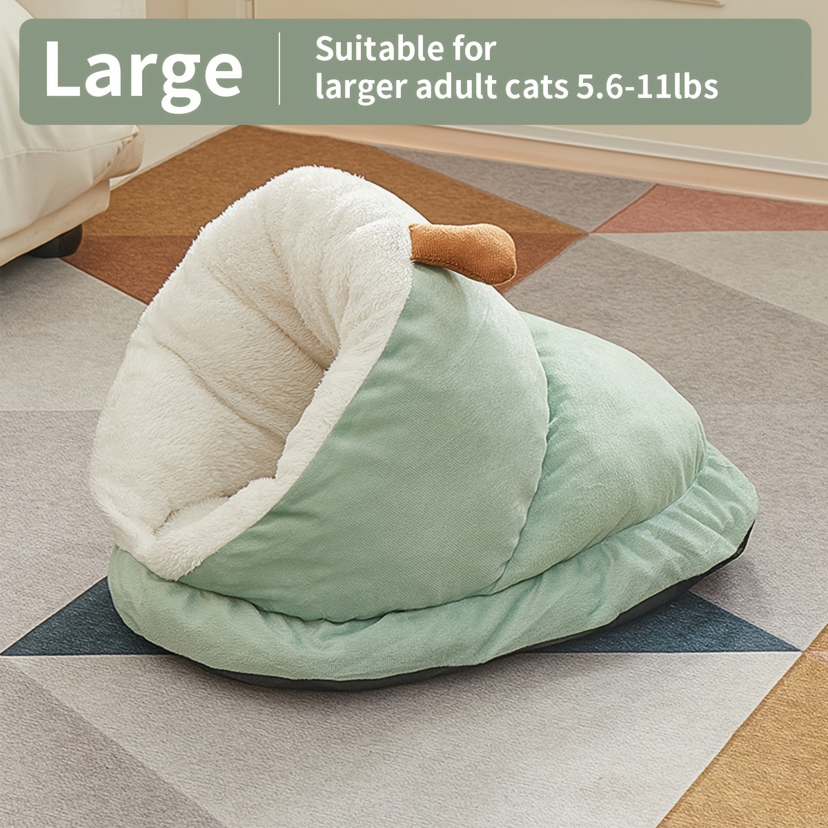 Image of A Cartoon Cat Nest Designed Like A Snail, Featuring Slippers For A Cat Room, Suitable As A Semi-enclosed Indoor Bed. It Has A Cozy Lamb Lining For , In Colors, And Is Suitable For Puppies
