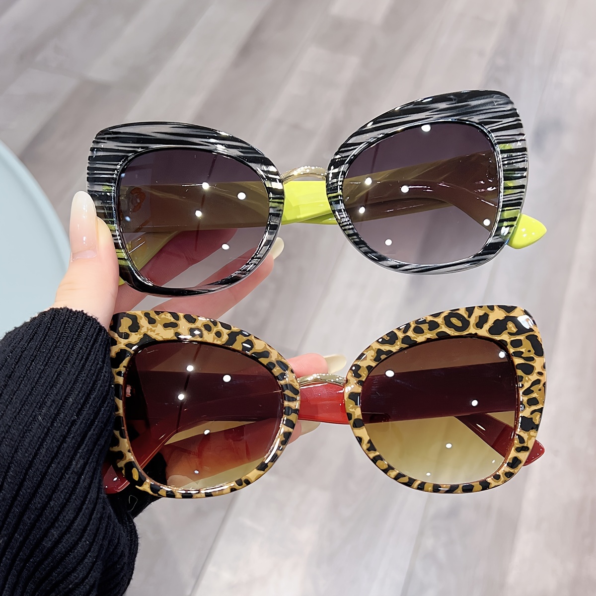 

Retro Cat Eye For Women Color Block Fashion Gradient Lens Sun Shades For Beach Party Club