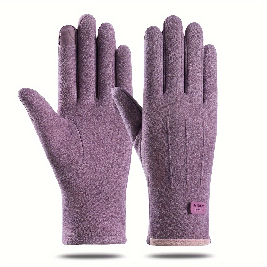 

1 Women's Gloves, Fleece-lined Touchscreen Compatible, Knitted Gloves For Driving Cycling