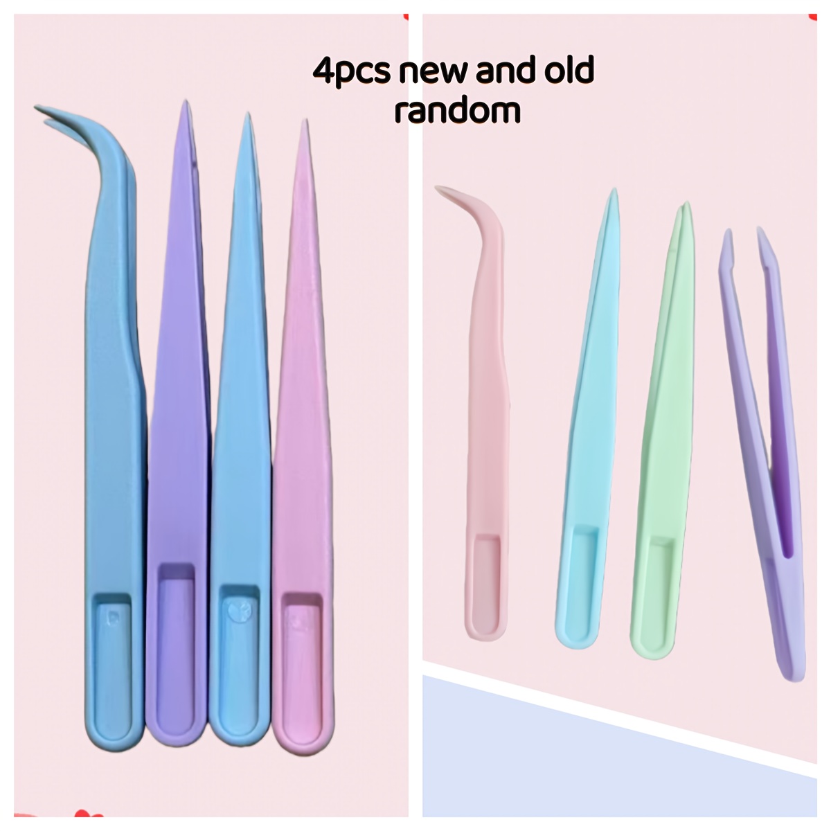 Handmade Tweezers Diamond Painting Nail Tips+elbow Shaped Tweezers Potted Bonsai Handmade Plastic Tweezers, Random Color/pattern