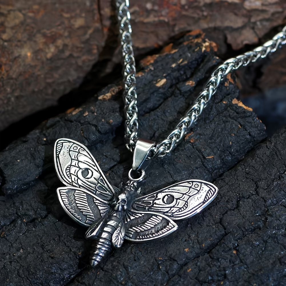 TEMU Collier Pendentif Nordique Nouveau Crâne de Pirate Ailes d'Insecte