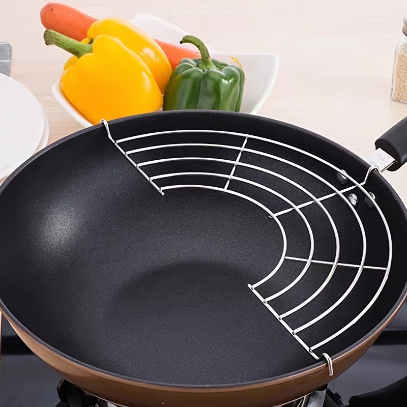1pc 304 stainless steel semi circular oil draining rack stainless steel semicircle fried food filter kitchen cooling rack shelf for baking cooking grilling kitchen stuff details 2