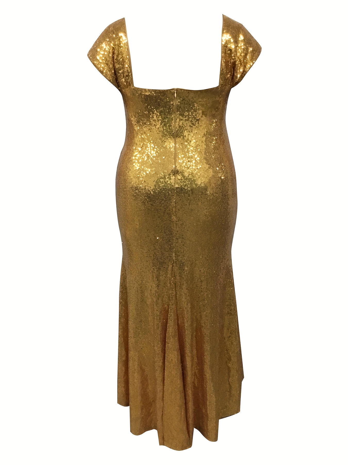 green emerald velvet dress Plus Size Halter Neck Cut Out Backless Gold Sequin Formal Maxi Dress main image 1