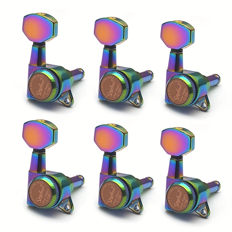 SAHUE Locking Guitar Tuner, Heavy-Duty Locking System with 1:18 String Winding Mechanism, Hex Handle & Rainbow Color-Coded Pegs, Quick-Change Tuning, Compatible with Classical/Electric/Bass Guitars