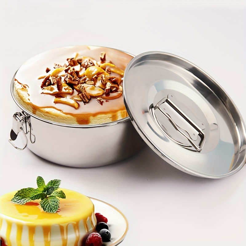 

Stainless Steel Pan, 80 Oz Mold Cooker For Baking, Compatible With 12qt Pot, Custard Pan, Dish With Lid, Tart Pan, Round Fluted Dish, Oven Safe.cupcake & Pudding Baking!