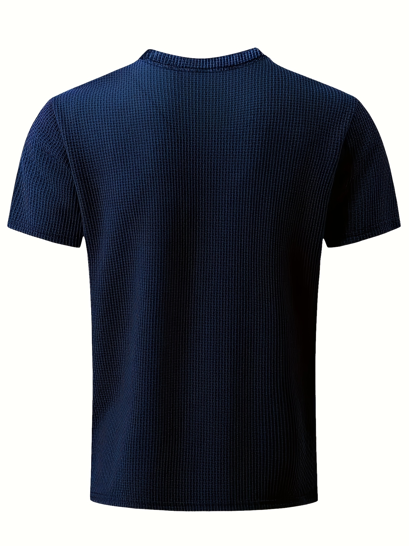 Men's Solid Color Waffle Knit T-Shirt - Breathable Stretch Fabric, Moisture-Wicking Round Neck Short Sleeve Tee for Summer Outdoor Sports & Casual Wear