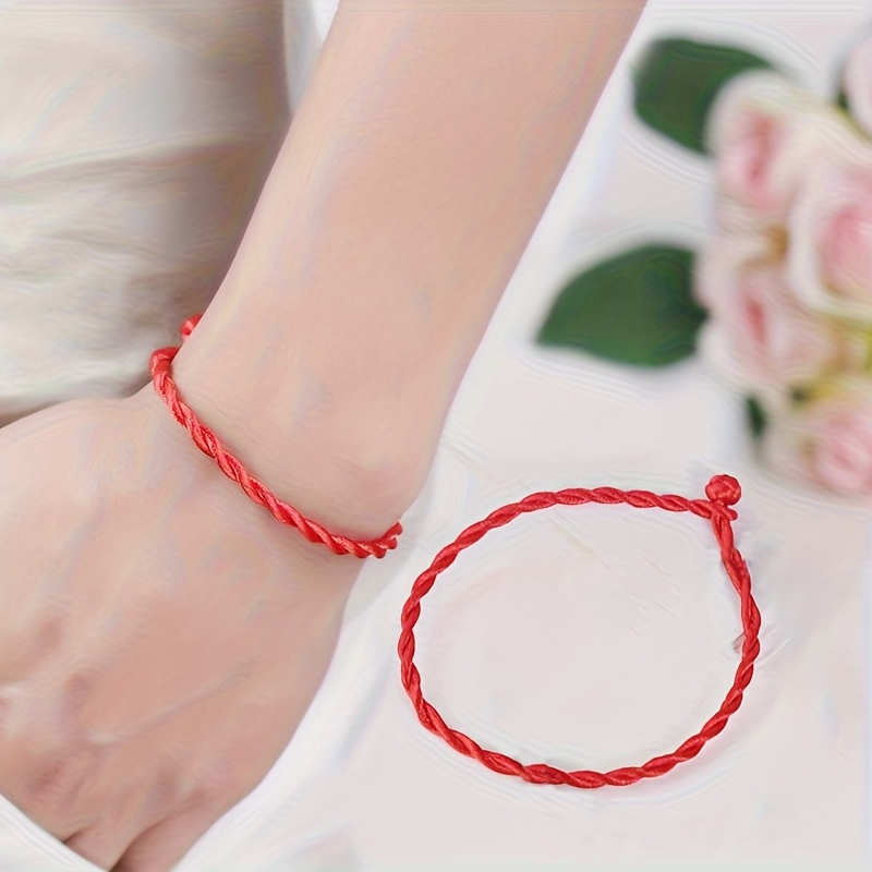 2pcs Handmade Red String Bracelet Anklet Set, Zodiac Lucky Gift