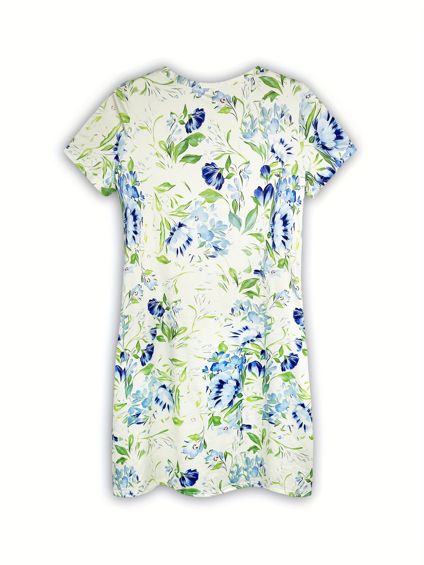 floral print with pocket dress elegant short sleeve dress for spring summer womens clothing