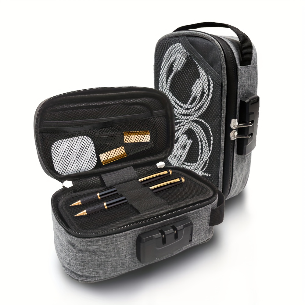 TEMU Odor-proof Combination Lock Storage Bags - Secure Travel Organizer With Mesh Pockets & Zippered Compartments For Documents, Medicine, Cosmetics - Durable Household Use, Great Gift Idea