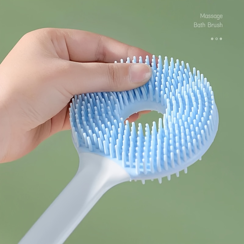 2pcs Long-Handled Silicone Bath Brushes with Hooks