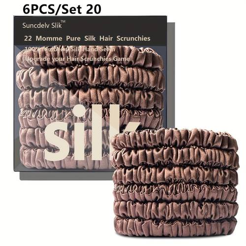 2 6pcs hair scrunchie handmade hairbands women hair additions natural hairties box 22