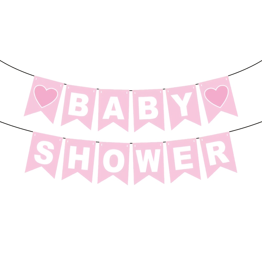 TEMU Bannière de fête de baptême rose pour bébé fille, événement de de cadeaux pour bébé, de famille, lever de drapeau, du sexe, pièce de décoration