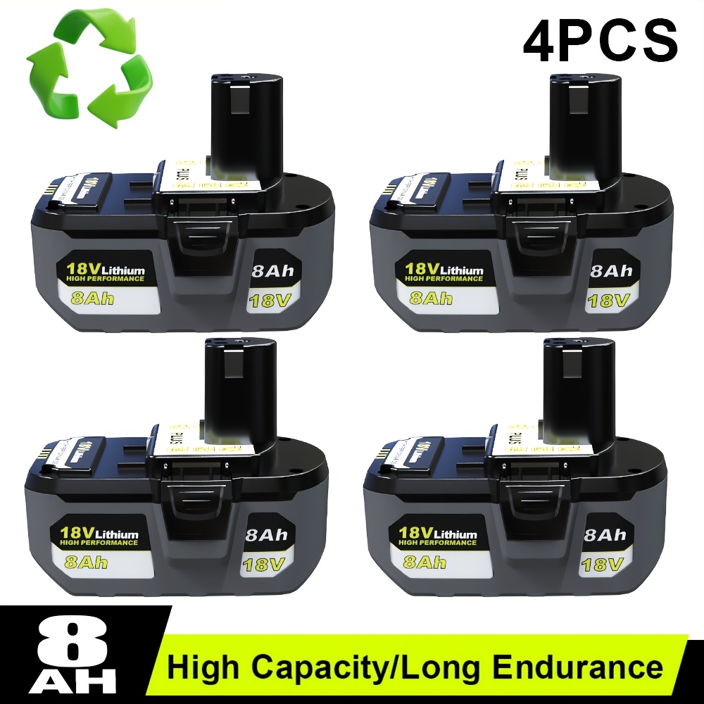 Image of 4-pack Upgraded . A Set Of 4/2/1 Upgraded .0ah Dual Battery Pack P108 18v Battery, For Ryobi 18v One+ Battery , , P104, P105, P107, P109, P122, Pbp005, Pbp004, Pbp003, Pbp002, Rb18l50, Bpl1820