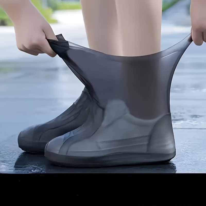 E-shop 2er-Pack Unisex Wasserdichte Schuhüberzieher, Leichte, Robuste PVC-Regenstiefel, Leuchtend Gelb, Elastische Passform, Geeignet für Regentage,
