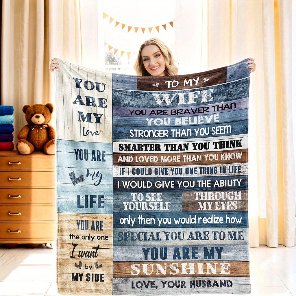 

'to My Wife' Throw Blanket - Perfect Gift For Her, Machine Washable, , 50x60 Inches