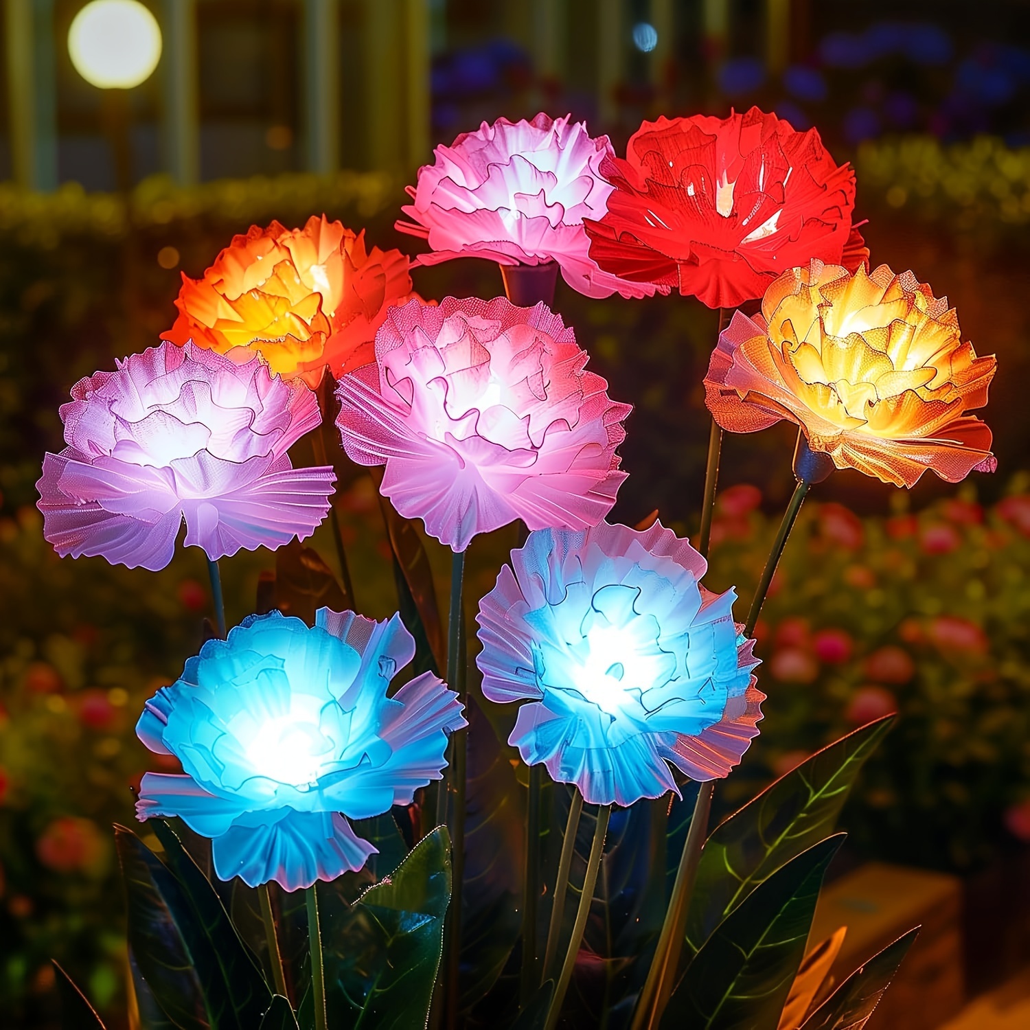 

2024 Newest , 4 Pack Solar Lights Outdoor Garden, 7 Color Changing Carnation , 16 Blooming Flowers Solar Lights For Outside, Solar Powered Outdoor Lights, Mother's Day Gift