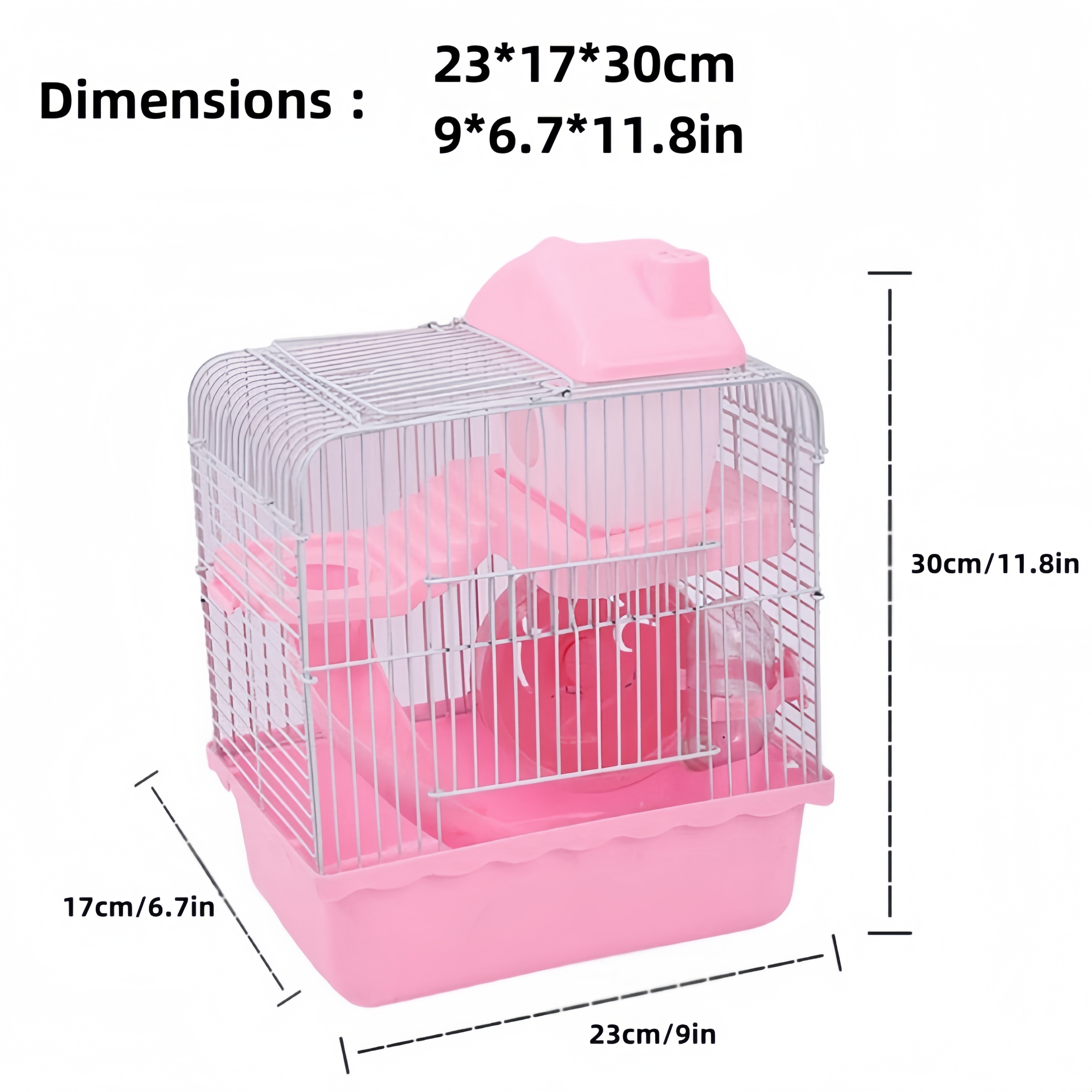 Luxury Hamster Cage with Double-Layer Castle, Multi-Level Habitat Ramp  Large Hamster House with Removable Cage Doors, Durable Small Pet E