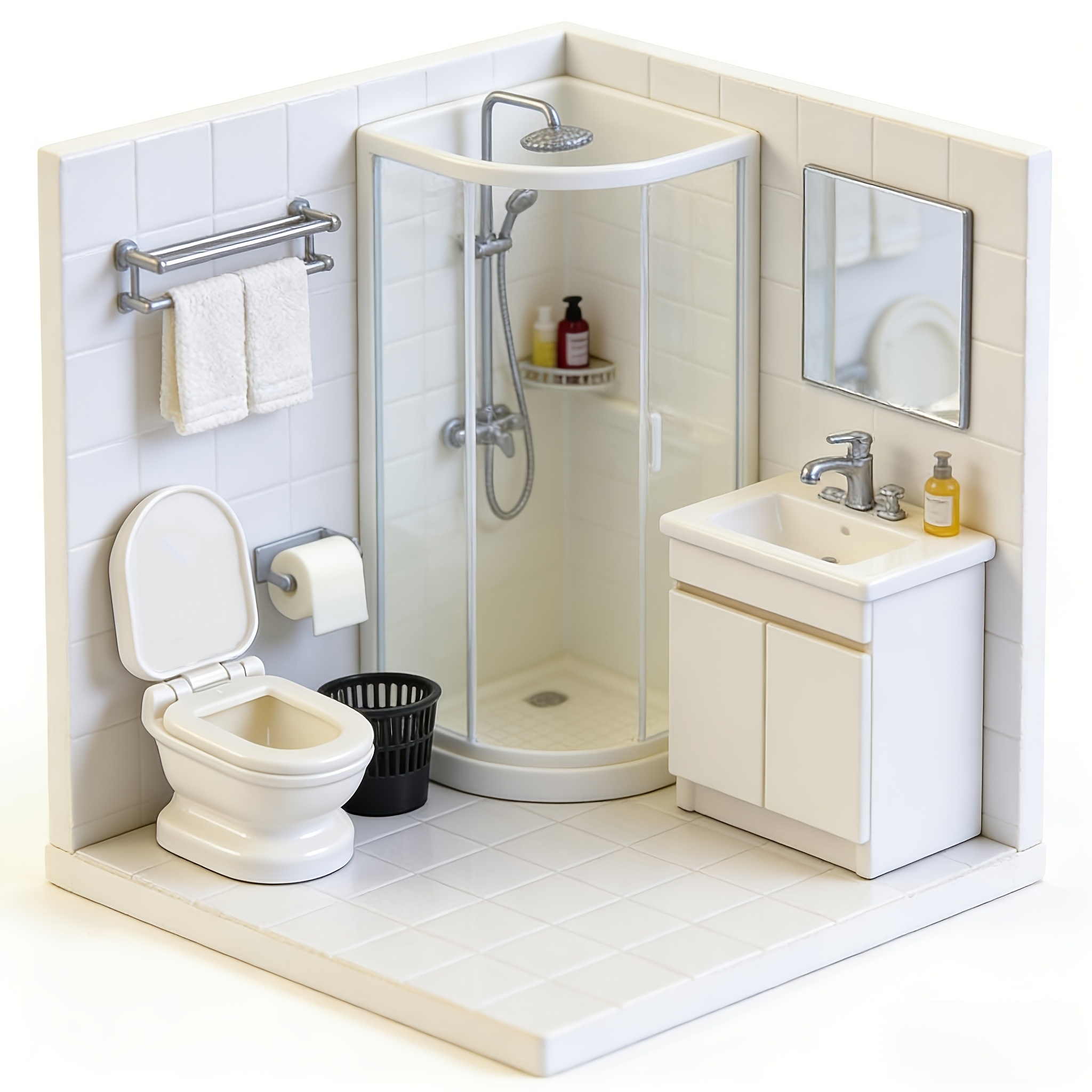 3pcs toilet set including a toilet tissue with tissue holder and a trash can suitable for 1 12 dollhouse bathroom decor